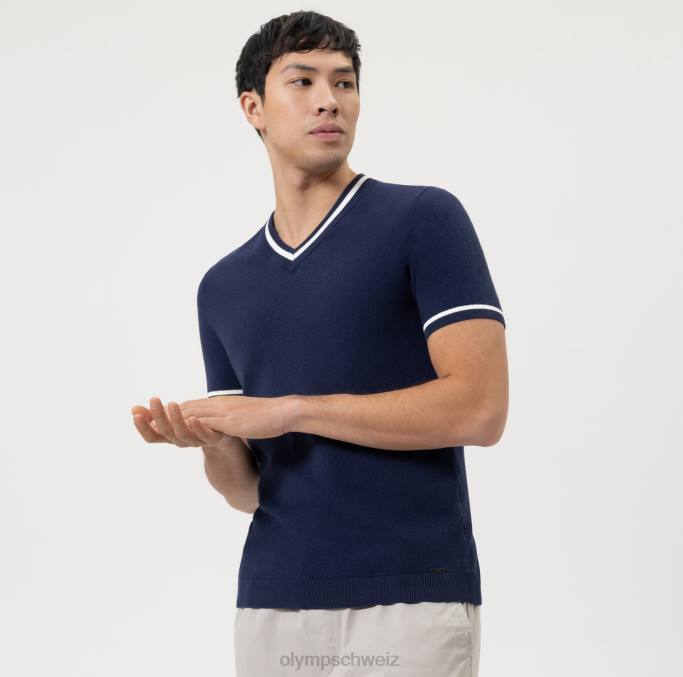 OLYMP Level Five Strickwaren Body Fit, T-Shirt, Marine LBD82055 Kleidung