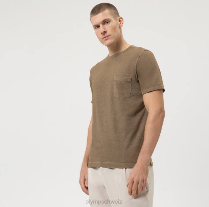 OLYMP lässig moderne Passform, T-Shirt, Khaki LBD82003 Kleidung