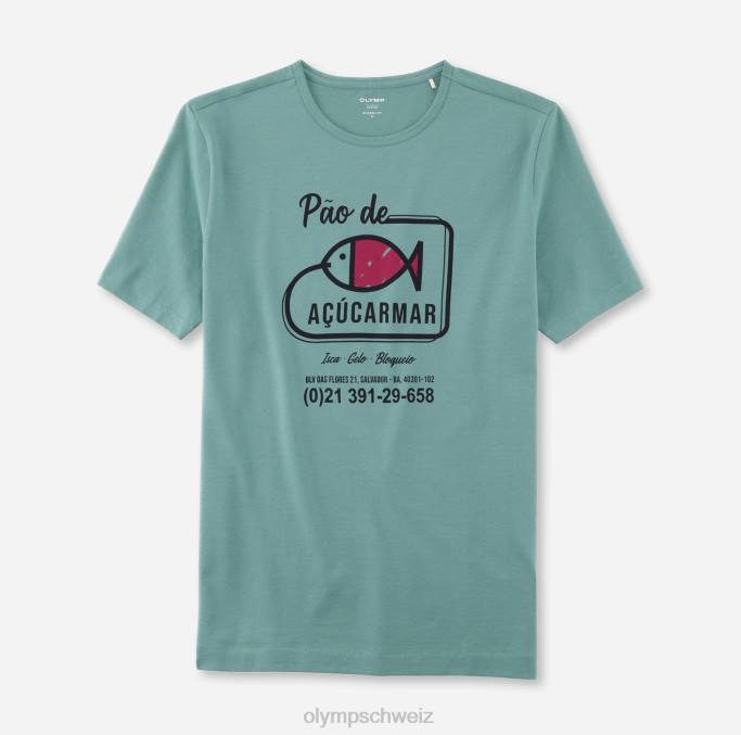 OLYMP lässig moderner Schnitt, T-Shirt, kristallgrün LBD82065 Kleidung