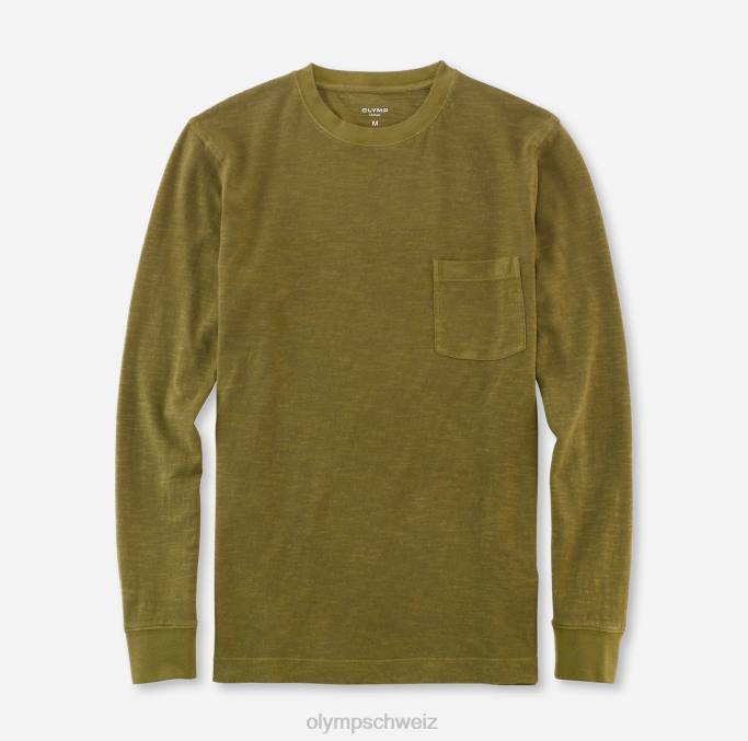 OLYMP lässiger Modern Fit, T-Shirt, oliv LBD81998 Kleidung