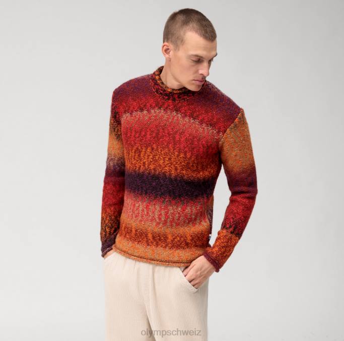 OLYMP Lässiger Strickpullover, Bordeaux LBD81753 Kleidung