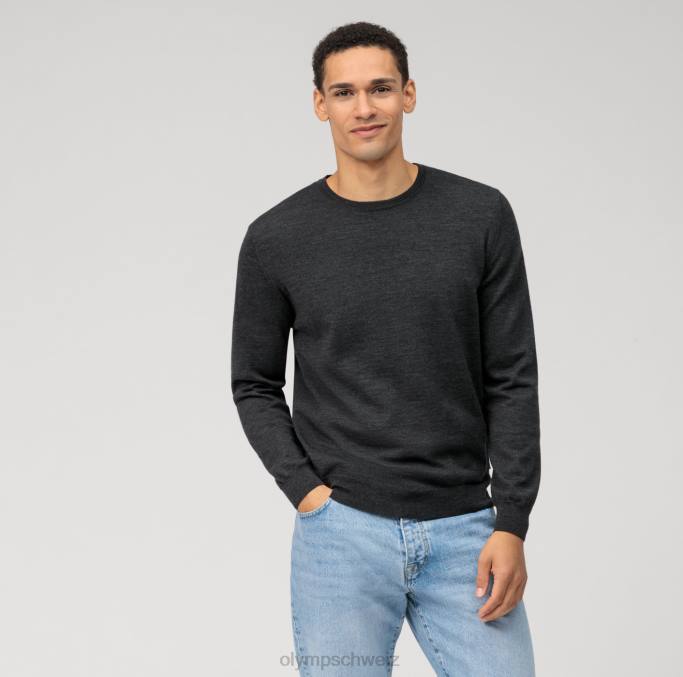 OLYMP Lässiger Strickpullover, Graphit LBD81827 Kleidung