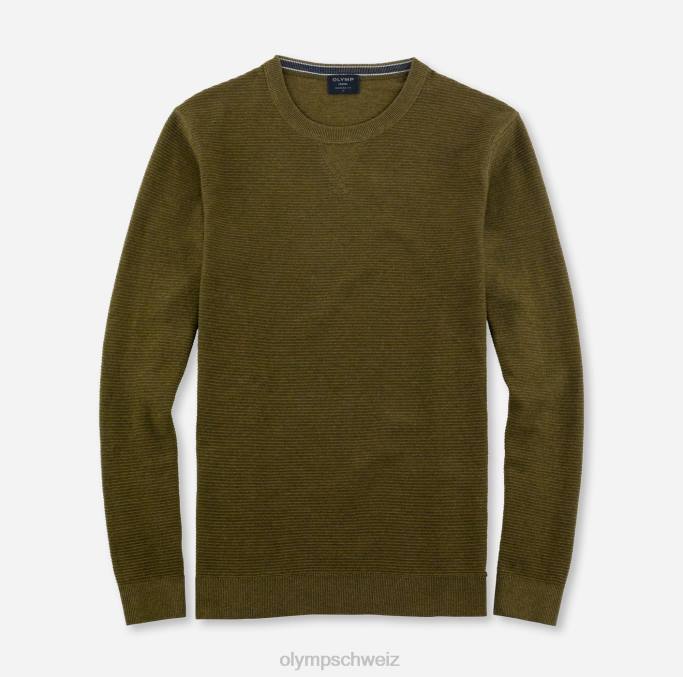 OLYMP Lässiger Strickpullover, Khaki LBD81775 Kleidung