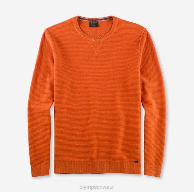 OLYMP Lässiger Strickpullover, Mandarine LBD81780 Kleidung