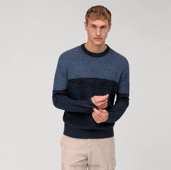 OLYMP Lässiger Strickpullover, Marine LBD81784 Kleidung