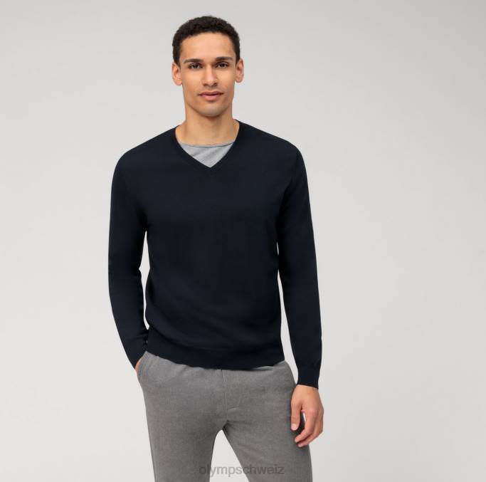 OLYMP Lässiger Strickpullover, Marine LBD81795 Kleidung