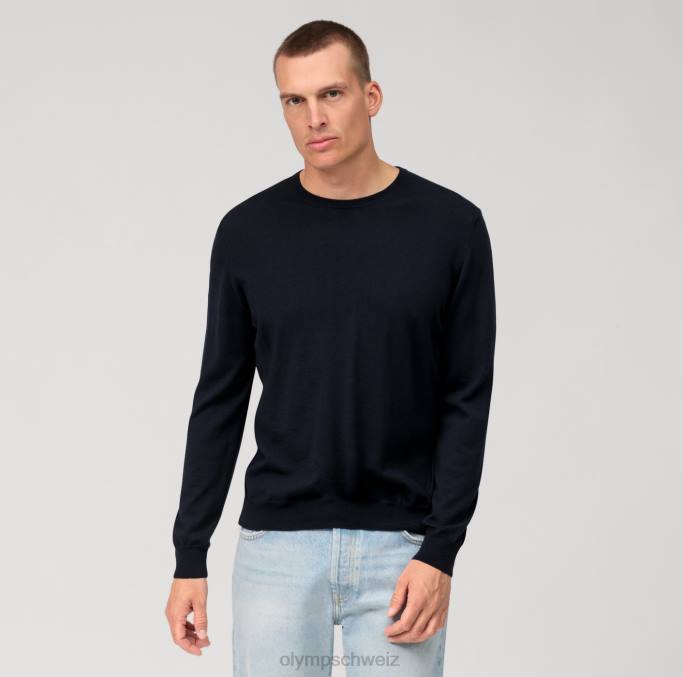 OLYMP Lässiger Strickpullover, Marine LBD81805 Kleidung