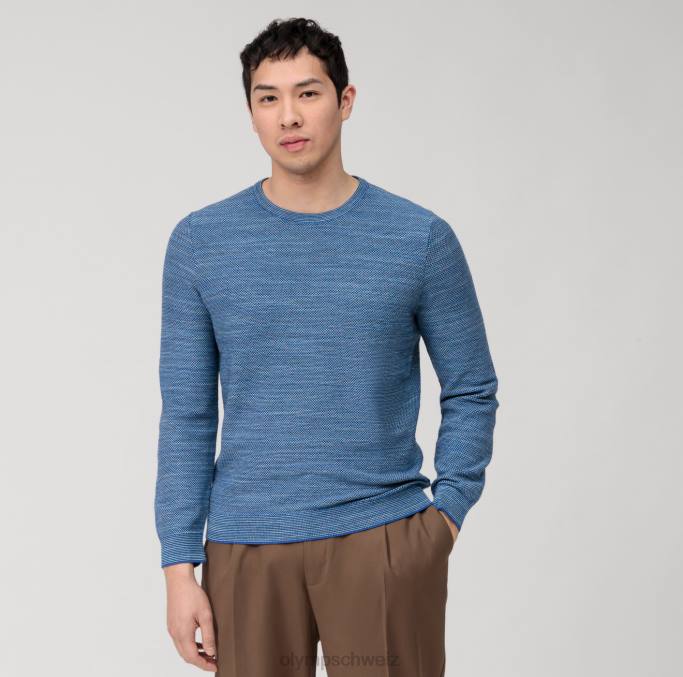 OLYMP Lässiger Strickpullover, Nürnbergblau LBD81786 Kleidung