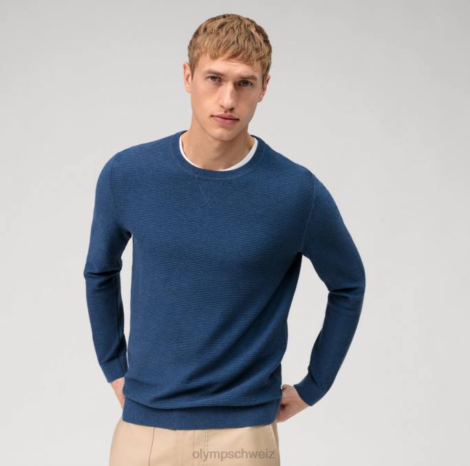 OLYMP Lässiger Strickpullover, blau LBD81810 Kleidung