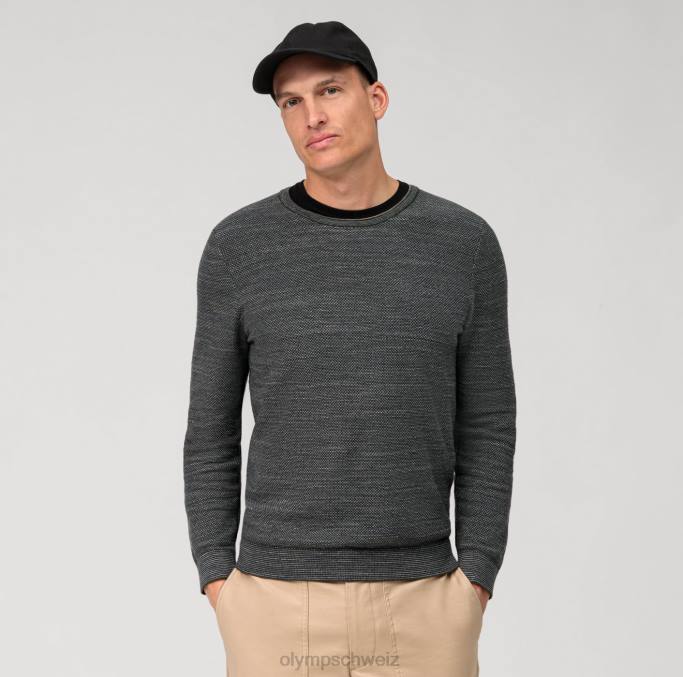 OLYMP Lässiger Strickpullover, graugrün LBD81819 Kleidung