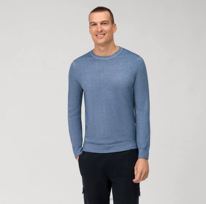 OLYMP Lässiger Strickpullover, rauchblau LBD81800 Kleidung