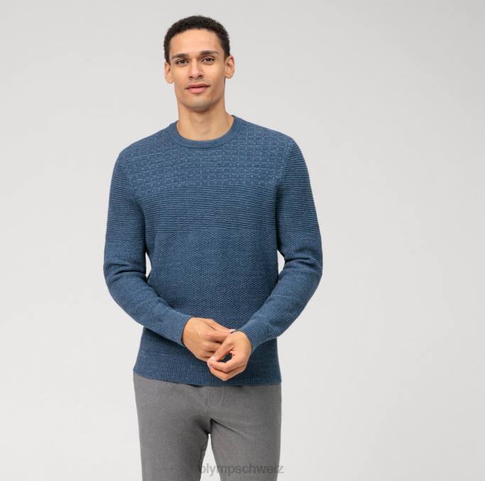 OLYMP Lässiger Strickpullover, rauchblau LBD81825 Kleidung