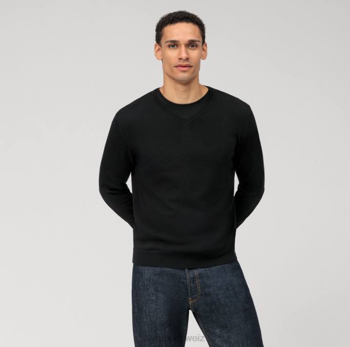 OLYMP Lässiger Strickpullover, schwarz LBD81807 Kleidung