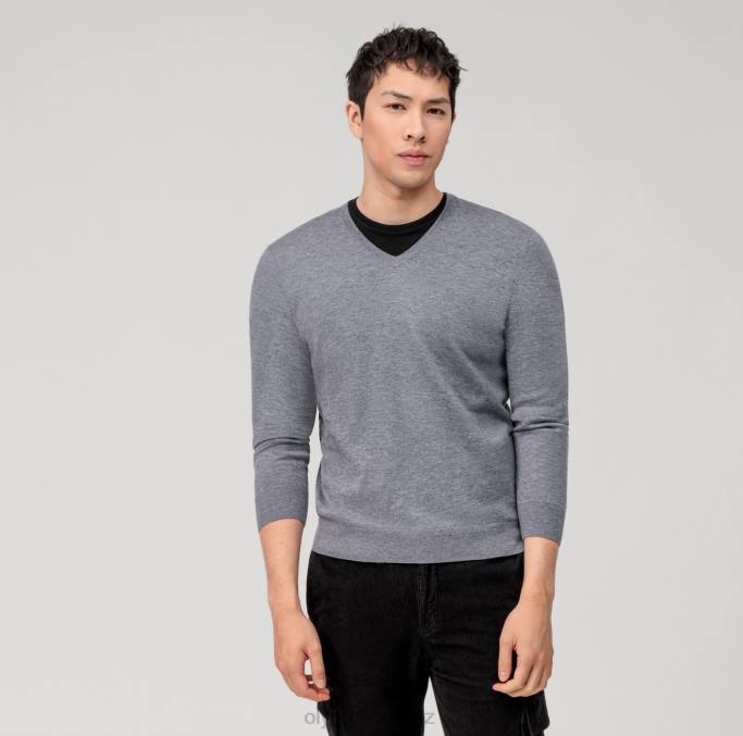 OLYMP Lässiger Strickpullover, silbergrau LBD81801 Kleidung