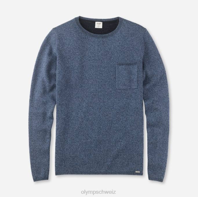 OLYMP Level Five Knitwear Body Fit, Pullover mit Rundhalsausschnitt, blau LBD81869 Kleidung