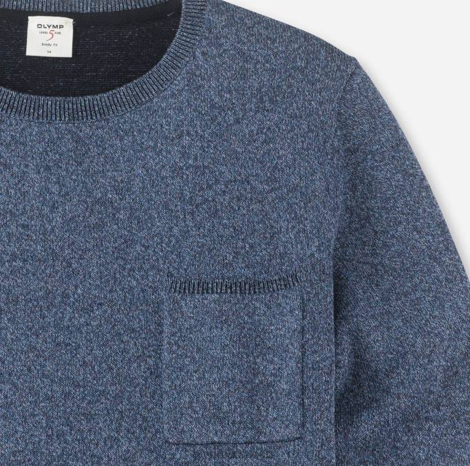 OLYMP Level Five Knitwear Body Fit, Pullover mit Rundhalsausschnitt, blau LBD81869 Kleidung
