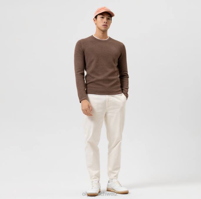 OLYMP Level Five Knitwear Body Fit, Pullover mit Rundhalsausschnitt, braun LBD81760 Kleidung