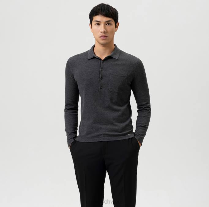 OLYMP Level Five Strickwaren Body Fit, Polokragen, Anthrazit LBD81754 Kleidung