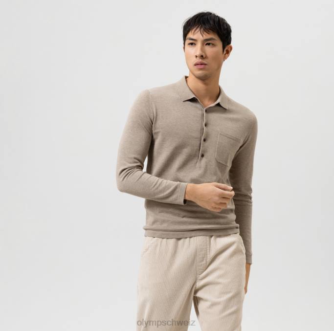 OLYMP Level Five Strickwaren Body Fit, Polokragen, Kamel LBD81845 Kleidung