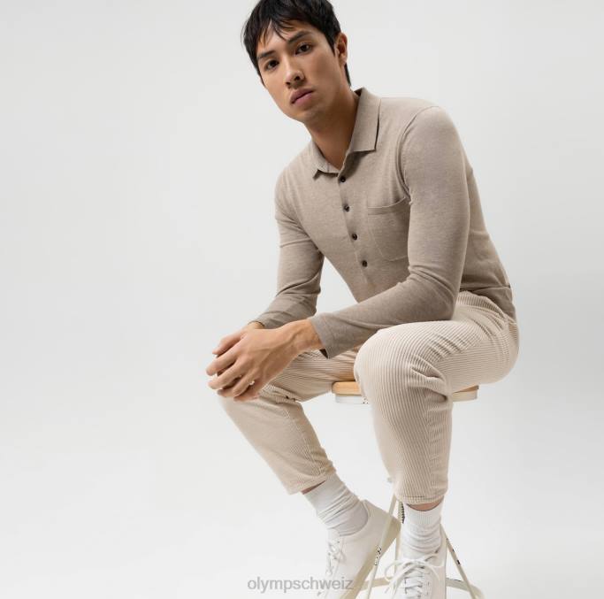 OLYMP Level Five Strickwaren Body Fit, Polokragen, Kamel LBD81845 Kleidung