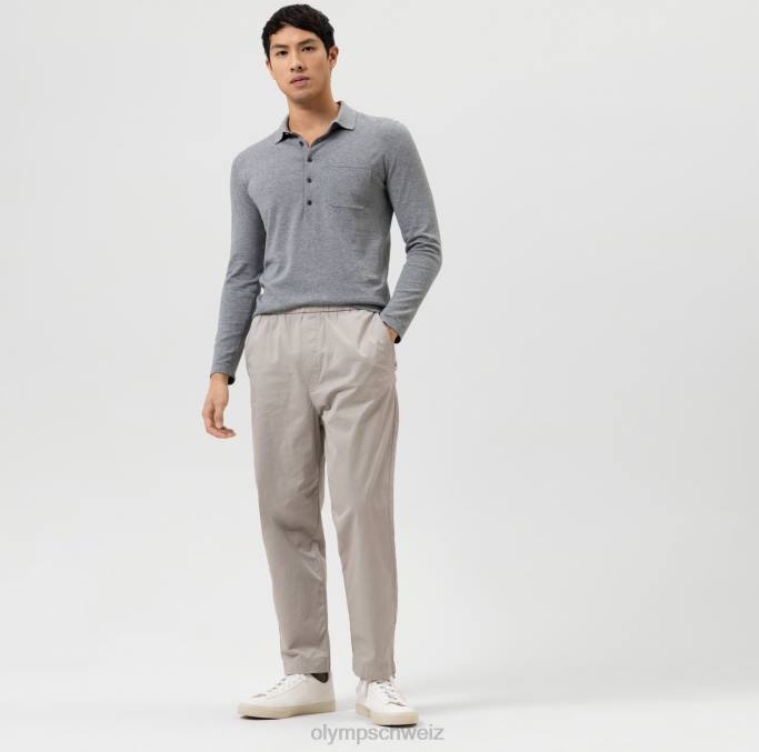 OLYMP Level Five Strickwaren Body Fit, Polokragen, Silbergrau LBD81752 Kleidung