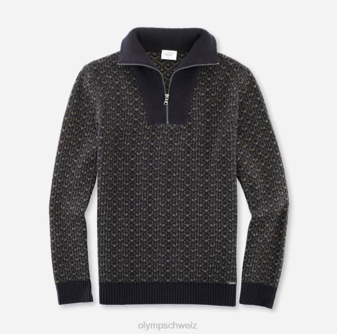 OLYMP Level Five Strickwaren Body Fit, Pullover-Reißverschlussjacke, Marine LBD81873 Kleidung