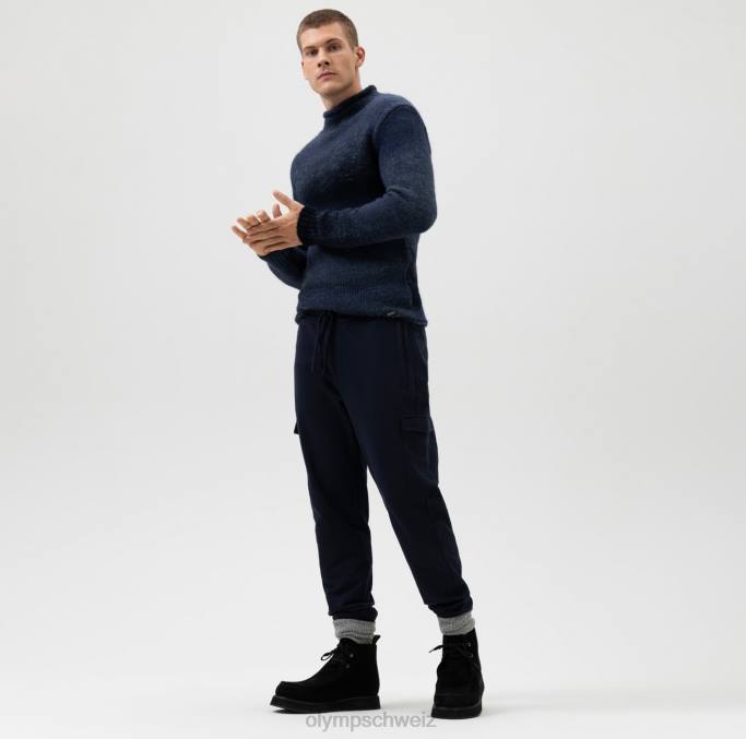 OLYMP Level Five Strickwaren Body Fit, Pullover Stehkragen, Marine LBD81849 Kleidung