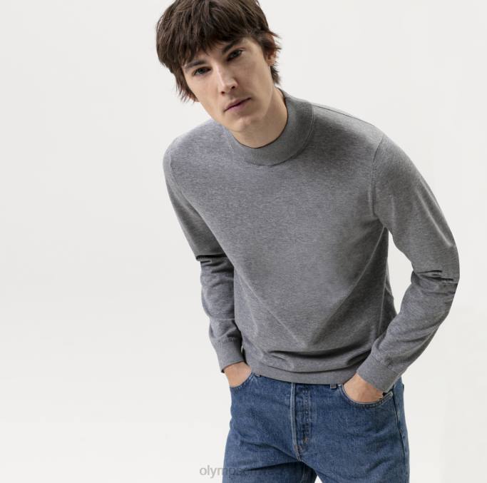 OLYMP Level Five Strickwaren Body Fit, Pullover Stehkragen, Silbergrau LBD81875 Kleidung