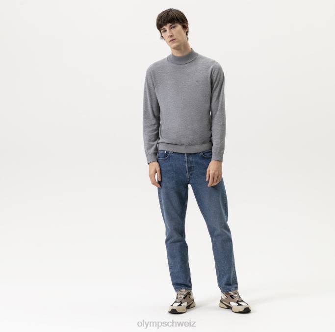 OLYMP Level Five Strickwaren Body Fit, Pullover Stehkragen, Silbergrau LBD81875 Kleidung