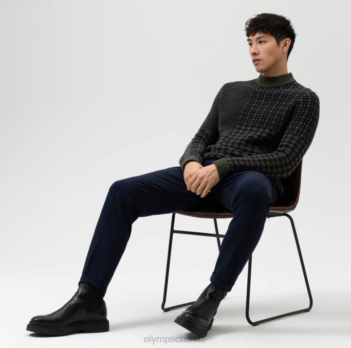 OLYMP Level Five Strickwaren Body Fit, Pullover Stehkragen, oliv LBD81858 Kleidung