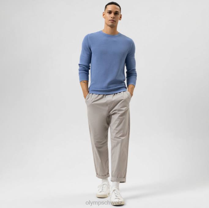 OLYMP Level Five Strickwaren Body Fit, Pullover mit Rundhalsausschnitt, Himmel LBD81851 Kleidung