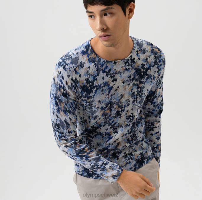 OLYMP Level Five Strickwaren Body Fit, Pullover mit Rundhalsausschnitt, Marine LBD81748 Kleidung