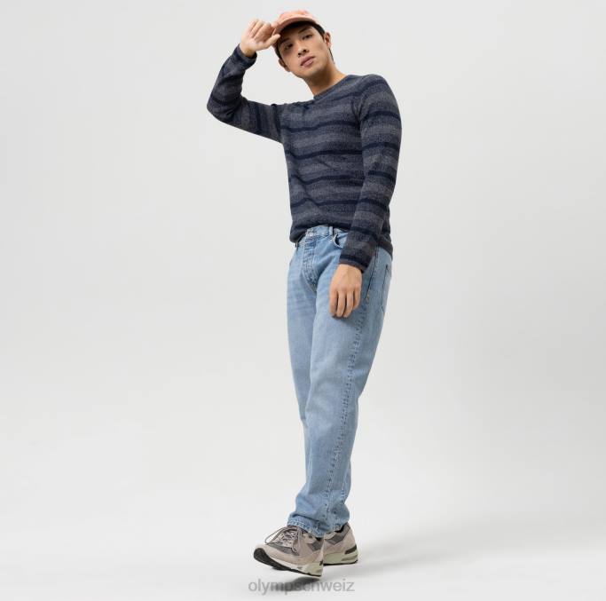 OLYMP Level Five Strickwaren Body Fit, Pullover mit Rundhalsausschnitt, Marine LBD81756 Kleidung