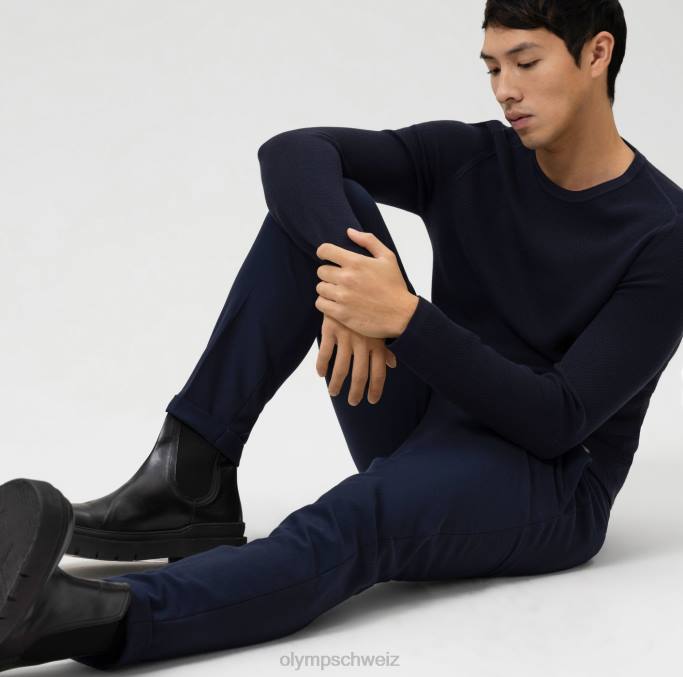 OLYMP Level Five Strickwaren Body Fit, Pullover mit Rundhalsausschnitt, Marine LBD81842 Kleidung