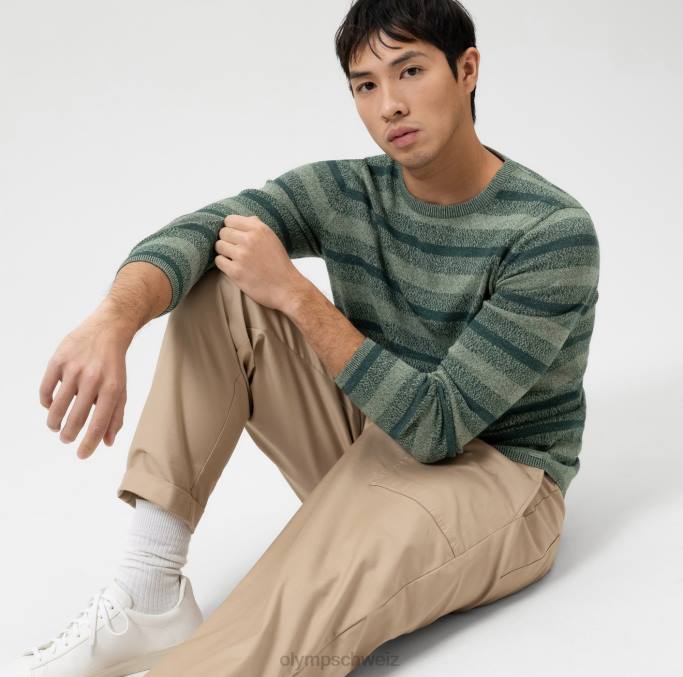 OLYMP Level Five Strickwaren Body Fit, Pullover mit Rundhalsausschnitt, grün LBD81758 Kleidung