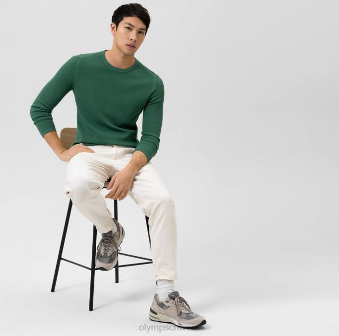 OLYMP Level Five Strickwaren Body Fit, Pullover mit Rundhalsausschnitt, grün LBD81834 Kleidung