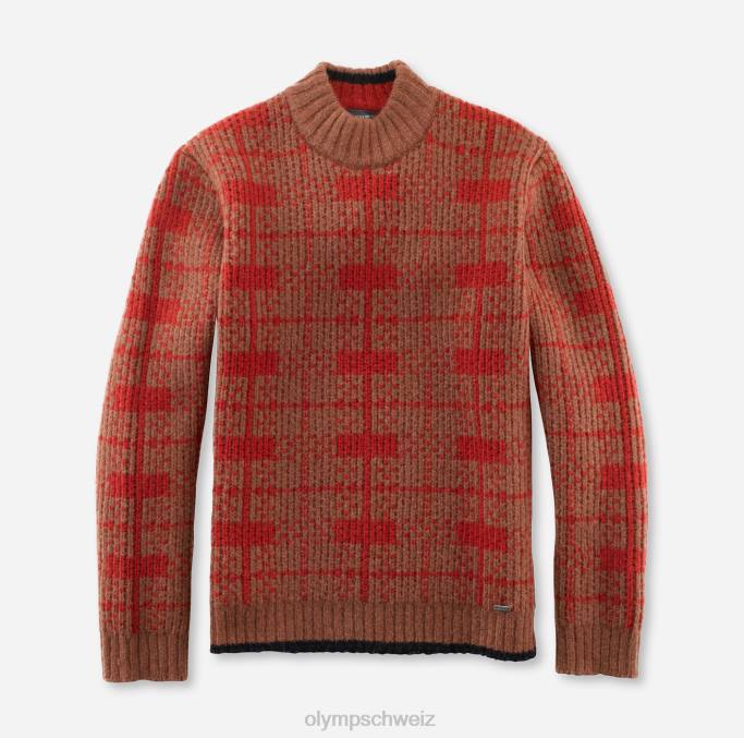 OLYMP Strickmode Modern Fit, Pullover Stehkragen, rotbraun LBD81877 Kleidung