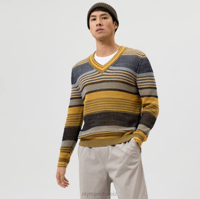 OLYMP Strickmode Modern Fit, Pullover V-Ausschnitt, Limette LBD81833 Kleidung