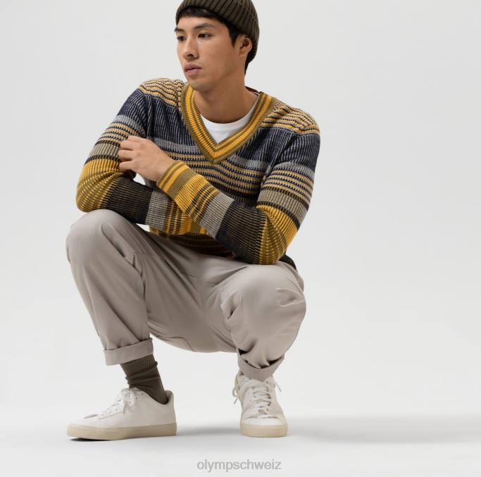 OLYMP Strickmode Modern Fit, Pullover V-Ausschnitt, Limette LBD81833 Kleidung