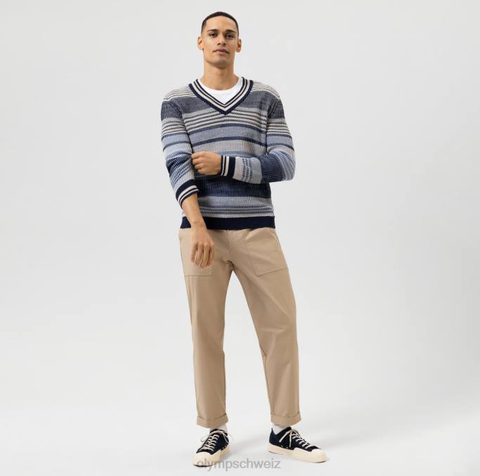 OLYMP Strickmode Modern Fit, Pullover V-Ausschnitt, Marine LBD81750 Kleidung